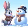 7b8e4a thumper playing snowball with snowman